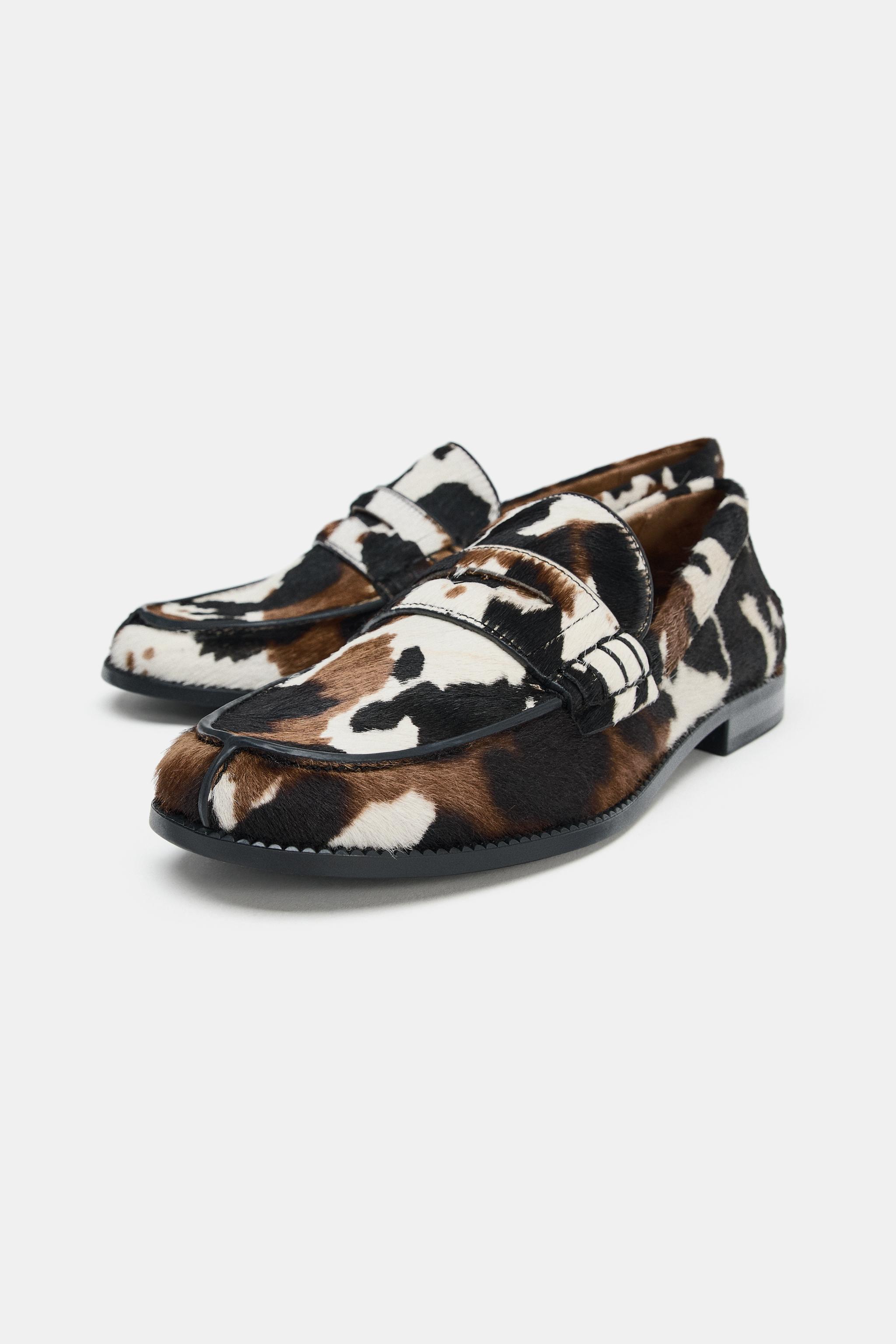 MOCASSINS EN CUIR À IMPRIMÉ ANIMALIER